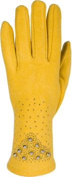 styleBREAKER Damen Touchscreen Handschuhe mit Strass und Perlen, Fleece Futter, warme Fingerhandschuhe, Winter 09010035