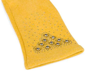 styleBREAKER Damen Touchscreen Handschuhe mit Strass und Perlen, Fleece Futter, warme Fingerhandschuhe, Winter 09010035