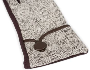 styleBREAKER Damen Touchscreen Handschuhe mit Fischgrät Muster und Fleece Futter, warme Fingerhandschuhe, Winter 09010036