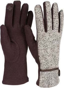 styleBREAKER Damen Touchscreen Handschuhe mit Fischgrät Muster und Fleece Futter, warme Fingerhandschuhe, Winter 09010036