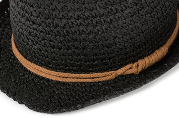 styleBREAKER Trilby Hut in leichter Häkel Optik mit Zierband und Krempe, Sonnenhut, Papierhut, Strohhut, Unisex 04025026