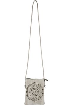 styleBREAKER Damen Mini Umhängetasche mit Blumen Lasercut Cutout Muster und Strass | kleine Crossbody Bag Schultertasche Handytasche 14,5 x 19 cm