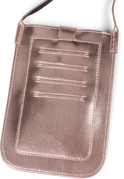 styleBREAKER Damen Handy Umhängetasche in Metallic Optik mit Druckknopf, Schultertasche, Handy-Tragetasche, Mini Bag 02012368