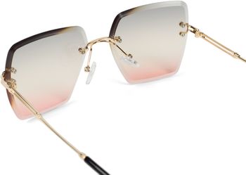 styleBREAKER Damen Sonnenbrille ohne Rahmen mit eckigen Polycarbonat Gläsern und Diamantschliff | UV400 Verlaufstönung | Metallbügel verstellbare Nasenpads