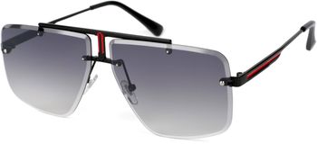 styleBREAKER Damen Sonnenbrille Halbrand mit getönten Rechteckigen Gläsern, Retro Metallrahmen, Diamantschliff 09020125