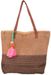 styleBREAKER Damen Bast Strandtasche 45 x 13 x 46 cm mit Reißverschluss | Zweifarbige Korbtasche mit Quaste | Flechttasche mit langen Henkeln für Strand & Shopping