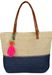 styleBREAKER Damen Bast Strandtasche 45 x 13 x 46 cm mit Reißverschluss | Zweifarbige Korbtasche mit Quaste | Flechttasche mit langen Henkeln für Strand & Shopping