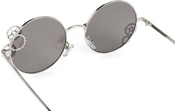 styleBREAKER Damen Sonnenbrille mit Zahnrad Applikation an den runden Gläsern, Metall Gestell, Retro Look 09020127