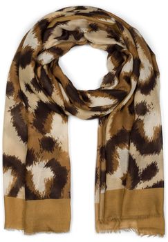 styleBREAKER Damen Schal mit Abstraktem Oversize Leo Print und kurzen Fransen, leichtes Tuch, Stola 01016207