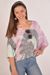 styleBREAKER Damen Feinstrick Poncho mit Batik Muster, 3/4 Ärmel, V-Ausschnitt, sommerlich leicht, Einheitsgröße 08010079