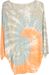 styleBREAKER Damen Feinstrick Poncho mit Batik Muster, 3/4 Ärmel, V-Ausschnitt, sommerlich leicht, Einheitsgröße 08010079