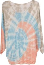 Leichter Feinstrick Poncho mit Batik Muster
