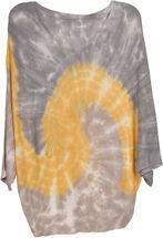 Leichter Feinstrick Poncho mit Batik Muster