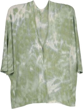 styleBREAKER Damen Feinstrick Cardigan Weste mit Batik Muster, 3/4 Ärmel, vorne offen, Strand, Festival, Kimono 08010080