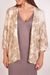styleBREAKER Damen Feinstrick Cardigan Weste mit Batik Muster, 3/4 Ärmel, vorne offen, Strand, Festival, Kimono 08010080
