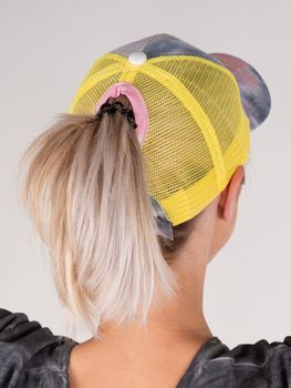 styleBREAKER Damen Ponytail Baseball Cap im Batik Look mit Mesh Einsatz | Verstellbare Basecap mit Klettverschluss | Einheitsgröße für Erwachsene und Teenager