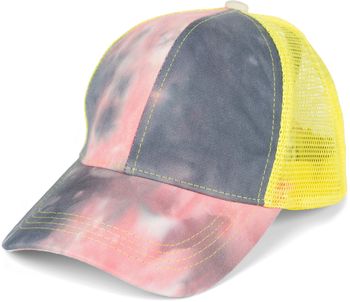 styleBREAKER Damen Ponytail Baseball Cap im Batik Look mit Mesh Einsatz | Verstellbare Basecap mit Klettverschluss | Einheitsgröße für Erwachsene und Teenager