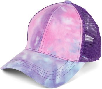styleBREAKER Damen Ponytail Baseball Cap im Batik Look mit Mesh Einsatz | Verstellbare Basecap mit Klettverschluss | Einheitsgröße für Erwachsene und Teenager