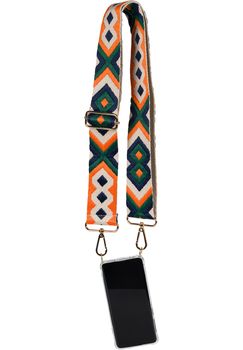 styleBREAKER Taschen Schulterriemen verstellbar mit buntem Ethno Muster, Wechsel Taschengurt, Karabiner, Handyband 02013024