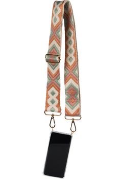 styleBREAKER Taschen Schulterriemen verstellbar mit buntem Ethno Muster, Wechsel Taschengurt, Karabiner, Handyband 02013024