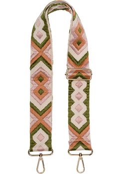 styleBREAKER Taschen Schulterriemen verstellbar mit buntem Ethno Muster, Wechsel Taschengurt, Karabiner, Handyband 02013024
