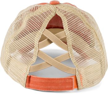 styleBREAKER Damen Baseball Cap im Washed Used Look mit Mesh Einsatz | Ponytail Cap für hohen Zopf | Verstellbare 6-Panel Schildkappe für Sommer und Freizeit