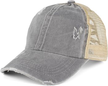 styleBREAKER Damen Baseball Cap im Washed Used Look mit Mesh Einsatz | Ponytail Cap für hohen Zopf | Verstellbare 6-Panel Schildkappe für Sommer und Freizeit