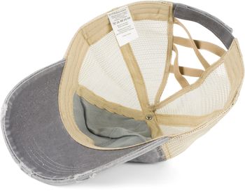styleBREAKER Damen Baseball Cap im Washed Used Look mit Mesh Einsatz | Ponytail Cap für hohen Zopf | Verstellbare 6-Panel Schildkappe für Sommer und Freizeit