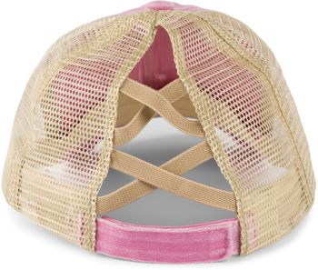 styleBREAKER Damen Baseball Cap im Washed Used Look mit Mesh Einsatz | Ponytail Cap für hohen Zopf | Verstellbare 6-Panel Schildkappe für Sommer und Freizeit