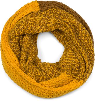 styleBREAKER Damen Strick Loop Schal 2-Farbig mit Ombre Farbverlauf, Reiskorn Strickmuster, warmer Winter Strickschal 01018165
