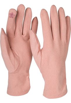 styleBREAKER Damen Touchscreen Handschuhe Einfarbig, seitlich gerafft, warme Fingerhandschuhe, Winter 09010037