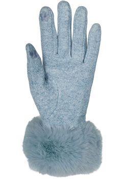 styleBREAKER Damen Touchscreen Handschuhe Einfarbig mit Kunstfell Besatz, warme Fingerhandschuhe, Winter 09010038