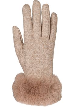 styleBREAKER Damen Touchscreen Handschuhe Einfarbig mit Kunstfell Besatz, warme Fingerhandschuhe, Winter 09010038