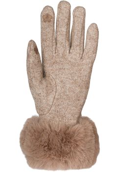 styleBREAKER Damen Touchscreen Handschuhe Einfarbig mit Kunstfell Besatz, warme Fingerhandschuhe, Winter 09010038