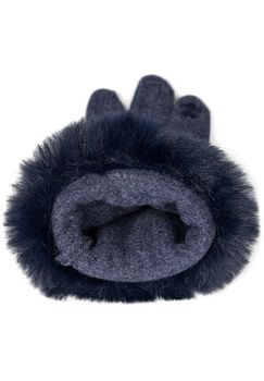 styleBREAKER Damen Touchscreen Handschuhe Einfarbig mit Kunstfell Besatz, warme Fingerhandschuhe, Winter 09010038