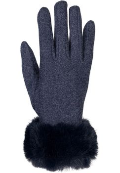 styleBREAKER Damen Touchscreen Handschuhe Einfarbig mit Kunstfell Besatz, warme Fingerhandschuhe, Winter 09010038