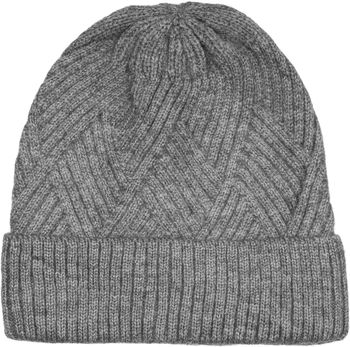 styleBREAKER Damen Strickmütze mit Rautenförmigem Rippmuster und breitem Umschlag, Feinstrick Mütze, Strick Beanie 04024192