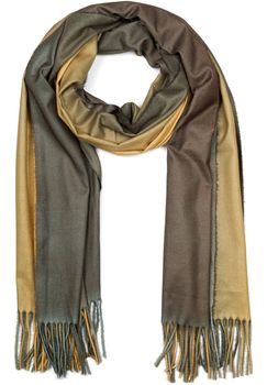 styleBREAKER Damen Schal mit 2-farbigem Farbverlauf und Fransen, warme Winter Stola mehrfarbig, Ombré Look 01017147