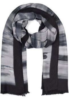 styleBREAKER Damen Schal plissiert mit Pinselstrich Muster gerahmt, Crash Look, warme Winter Stola mehrfarbig 01017148