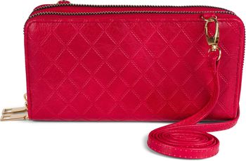 styleBREAKER Damen 2 in 1 Mini Bag Umhängetasche mit Rauten Prägung, Geldbörse, Handytasche, Schultertasche 02012379