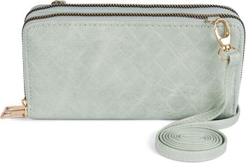 styleBREAKER Damen 2 in 1 Mini Bag Umhängetasche mit Rauten Prägung, Geldbörse, Handytasche, Schultertasche 02012379