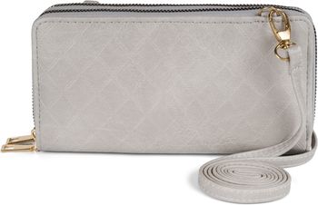 styleBREAKER Damen 2 in 1 Mini Bag Umhängetasche mit Rauten Prägung, Geldbörse, Handytasche, Schultertasche 02012379