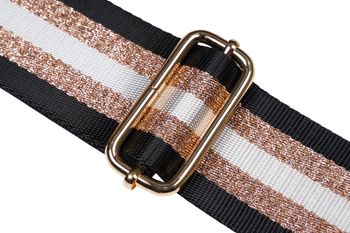 styleBREAKER Breiter Taschen Schulterriemen verstellbar mit Metallic Streifen Muster, Wechsel Taschengurt, Handyband, Handykette 02013029
