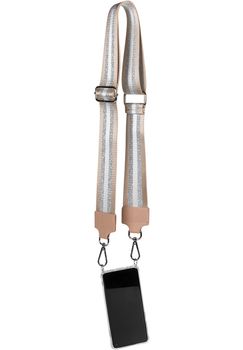 styleBREAKER Breiter Taschen Schulterriemen verstellbar mit Metallic Streifen Muster, Wechsel Taschengurt, Handyband, Handykette 02013029
