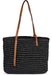 styleBREAKER Korbflecht Schultertasche aus Papierstroh mit Kunstleder Details | Damen Shopper Basttasche geflochten mit Reißverschluss | Strandtasche 43 x 34 x 4 cm