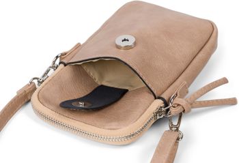 styleBREAKER Damen Umhängetasche klein mit Reißverschluss, Mini Bag Handtasche Einfarbig verstellbar, Handytasche 02012382