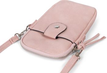 styleBREAKER Damen Umhängetasche klein mit Reißverschluss, Mini Bag Handtasche Einfarbig verstellbar, Handytasche 02012382