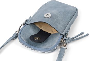 styleBREAKER Damen Umhängetasche klein mit Reißverschluss, Mini Bag Handtasche Einfarbig verstellbar, Handytasche 02012382