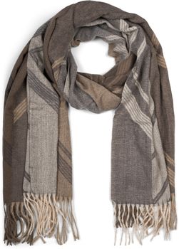 styleBREAKER Damen Web Schal mit Geometrischem Muster und Fransen, warme Winter Stola mehrfarbig 01017150