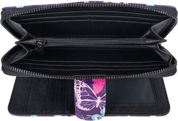 styleBREAKER Damen Geldbörse mit buntem Schmetterling Muster, Vintage Design, Reißverschluss, Portemonnaie 02040156
